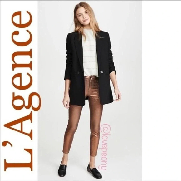 NWT L’Agence Margot Metallic HighRise Skinny Jeans - Picture 1 of 16